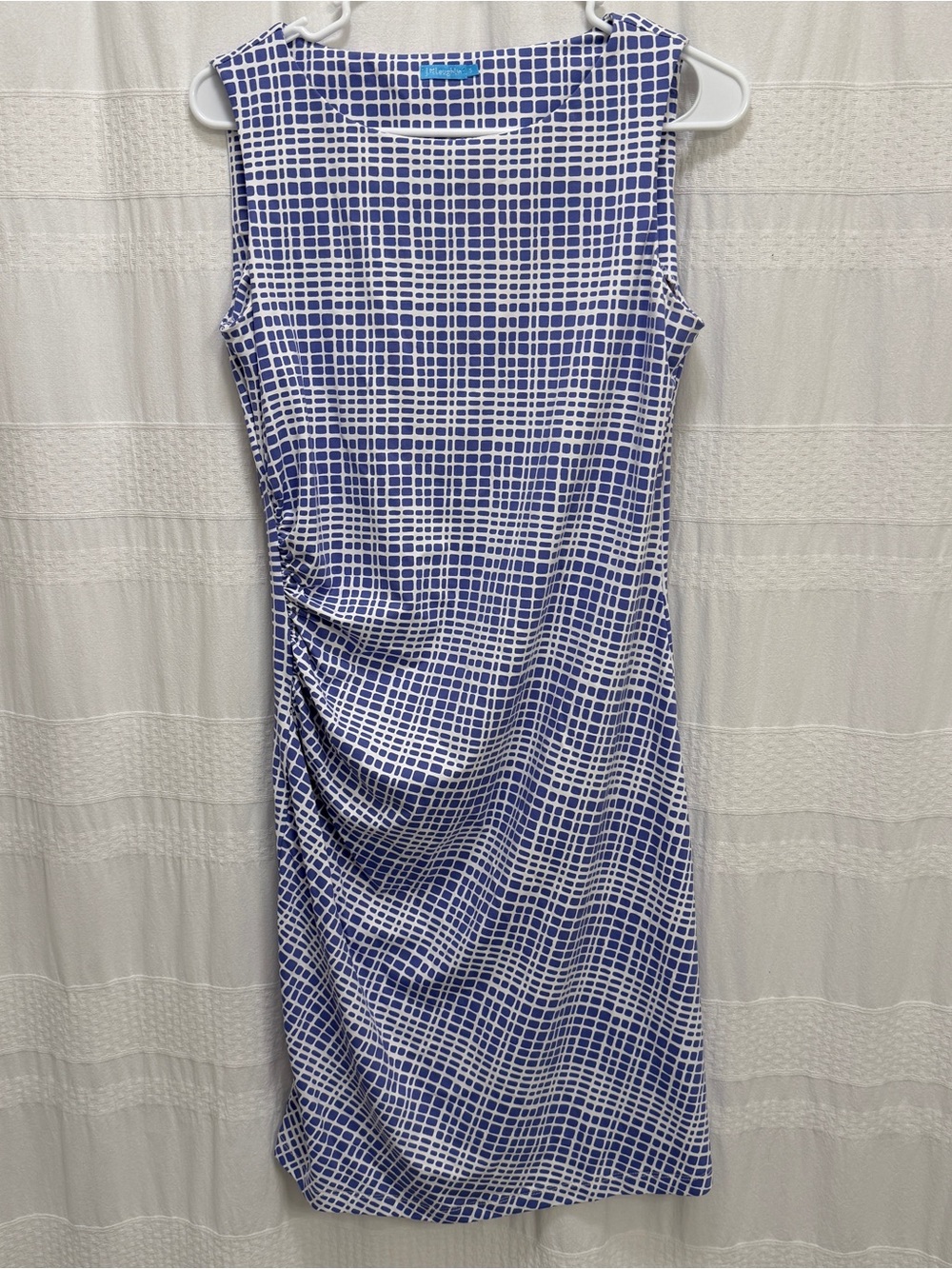 J. McLaughlin Side Rouched Sleeveless Dress Purple White Women Small Performance